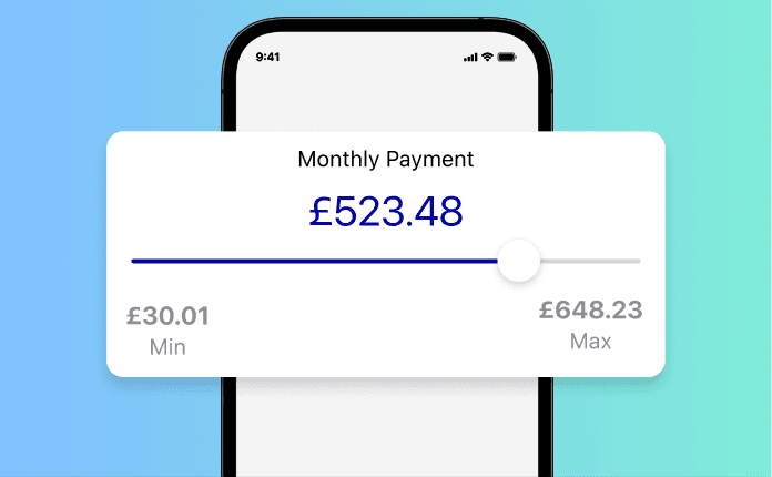 A repayment calculator showing a monthly payment of £523.48